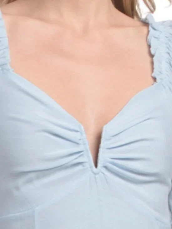 HUNTER & BROWN Basque Waist Puff Sleeve Dress - Picture 3 of 6